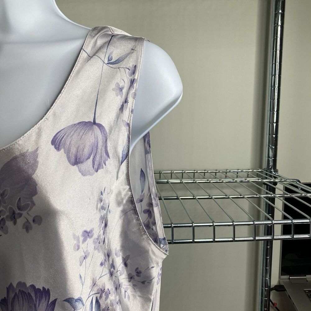 Vintage Talbot's White Purple Floral Satin Nightgown Size Petite L Dainty Demure - Picture 8 of 10